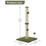 Green Plush Scratcher Sisal Pet Play Condo Cat Tree Tower With 3 Balls