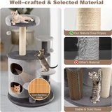 High Quality Grey Plush Multi-level Cat Scratching Tree Tower With Small Balls