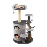 High Quality Grey Plush Multi-level Cat Scratching Tree Tower With Small Balls