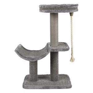 Custom Simple Grey Plush Cat Scratching Post Tree Scratcher