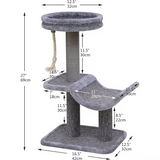 Custom Simple Grey Plush Cat Scratching Post Tree Scratcher