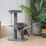 Custom Simple Grey Plush Cat Scratching Post Tree Scratcher