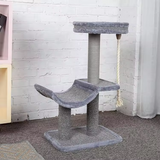 Custom Simple Grey Plush Cat Scratching Post Tree Scratcher