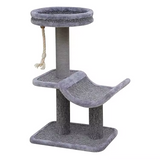 Custom Simple Grey Plush Cat Scratching Post Tree Scratcher