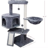 Modern Black Plush Climbing Cat Tree House Multilayer Tree Tower