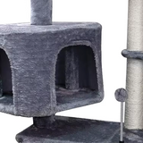 Modern Black Plush Climbing Cat Tree House Multilayer Tree Tower