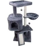 Modern Black Plush Climbing Cat Tree House Multilayer Tree Tower