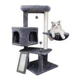 Modern Black Plush Climbing Cat Tree House Multilayer Tree Tower