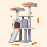 Customized Light Grey Plush Sisal Rope Wrapped Cat Scratching Climbing Frame Tree