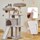 Customized Light Grey Plush Sisal Rope Wrapped Cat Scratching Climbing Frame Tree