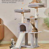 Customized Light Grey Plush Sisal Rope Wrapped Cat Scratching Climbing Frame Tree