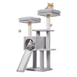 Customized Light Grey Plush Sisal Rope Wrapped Cat Scratching Climbing Frame Tree