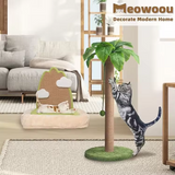 Cat Climbing Frame Scratching Post Tree Wood Scratcher With Leaves