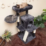 Custom High Quality Black Plush Multi-level Cat Scratching Tree Tower