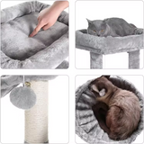 Light Grey Plush Large Cat Scratching Sisal Tree Tower