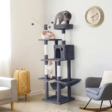 Custom Black Plush Luxury Multilevel Cat Tree Tower With Hammock Bed