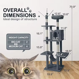 Custom Black Plush Luxury Multilevel Cat Tree Tower With Hammock Bed