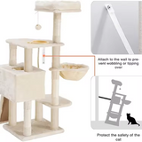 Modern Beige Plush Multi-level Cat Climbing Tree