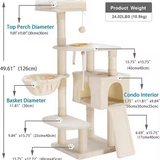 Modern Beige Plush Multi-level Cat Climbing Tree