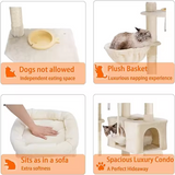 Modern Beige Plush Multi-level Cat Climbing Tree