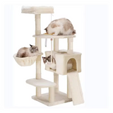 Modern Beige Plush Multi-level Cat Climbing Tree