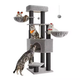 Grey Plush Sisal Rope Wrapped Scratching Climbing Frame Tree With Small Ball