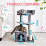 Custom Dark Grey Plush Scratching Sisal Cat Tree Tower With House