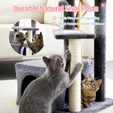 Custom Dark Grey Plush Scratching Sisal Cat Tree Tower With House