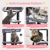 Custom Dark Grey Plush Scratching Sisal Cat Tree Tower With House