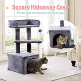 Custom Dark Grey Plush Scratching Sisal Cat Tree Tower With House