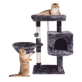 Modern Dark Grey Plush Sisal Rope Cat Tree Tower