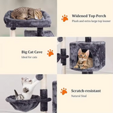 Modern Dark Grey Plush Sisal Rope Cat Tree Tower