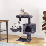 Modern Dark Grey Plush Sisal Rope Cat Tree Tower