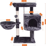Modern Dark Grey Plush Sisal Rope Cat Tree Tower