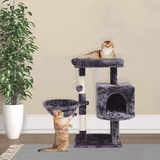 Modern Dark Grey Plush Sisal Rope Cat Tree Tower