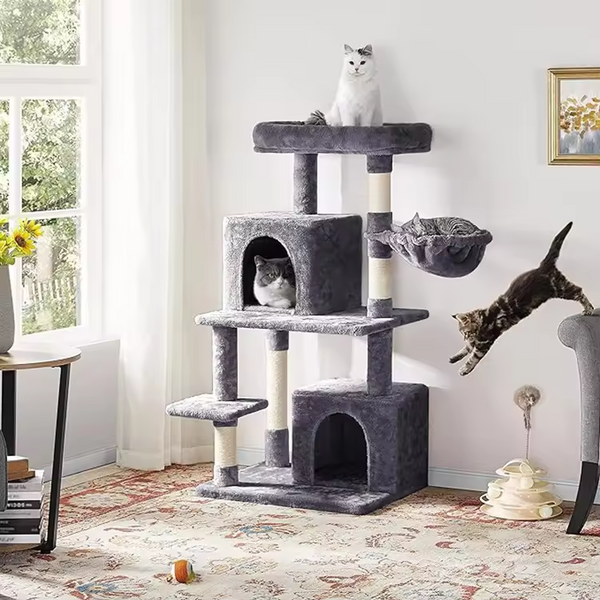 Custom Dark Plush Luxury Large Tree Tower Scraper For Cats – woochpet.com
