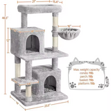Grey Plush Luxury Multi-level Activity Tree Tower With Scratcher Sisal For Cat