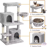 Grey Plush Luxury Multi-level Activity Tree Tower With Scratcher Sisal For Cat