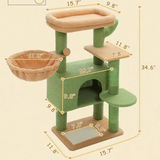 Customized Green Plush Natural Sisal Rope Wrapped Scratching Climbing Tree Toys For Cat