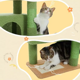 Customized Green Plush Natural Sisal Rope Wrapped Scratching Climbing Tree Toys For Cat