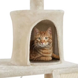 Factory Beige Plush Scratching Post Wood Multihammock Cat Tree Tower