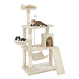 Factory Beige Plush Scratching Post Wood Multihammock Cat Tree Tower
