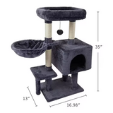 Custom High Quality Dark Grey Plush Multi-level Personalized Cat Scratching Tree Tower