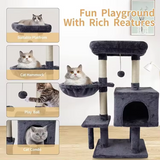 Custom High Quality Dark Grey Plush Multi-level Personalized Cat Scratching Tree Tower