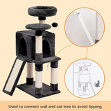 Custom High Quality Black Velvet Modern Cat Tree Tower