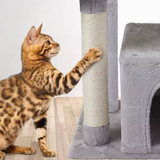 Modern Light Grey Velvet Cat Climbing Frame Tower Sisal Rope Activity Center For Cat