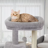 Modern Light Grey Velvet Cat Climbing Frame Tower Sisal Rope Activity Center For Cat