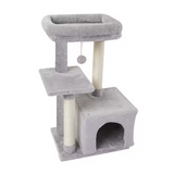 Modern Light Grey Velvet Cat Climbing Frame Tower Sisal Rope Activity Center For Cat