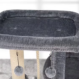 Grey Velvet Multi-level Cat Tree Tower With Scratcher Sisal And Small Ball