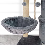 Grey Velvet Multi-level Cat Tree Tower With Scratcher Sisal And Small Ball